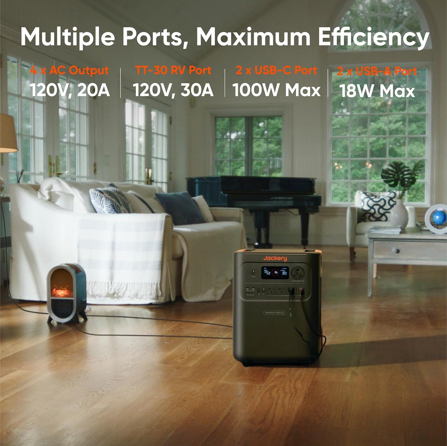 Jackery HomePower 3600 Plus 3584Wh Solar Generator with 2x 200W Solar Panel + Manual Transfer Switch