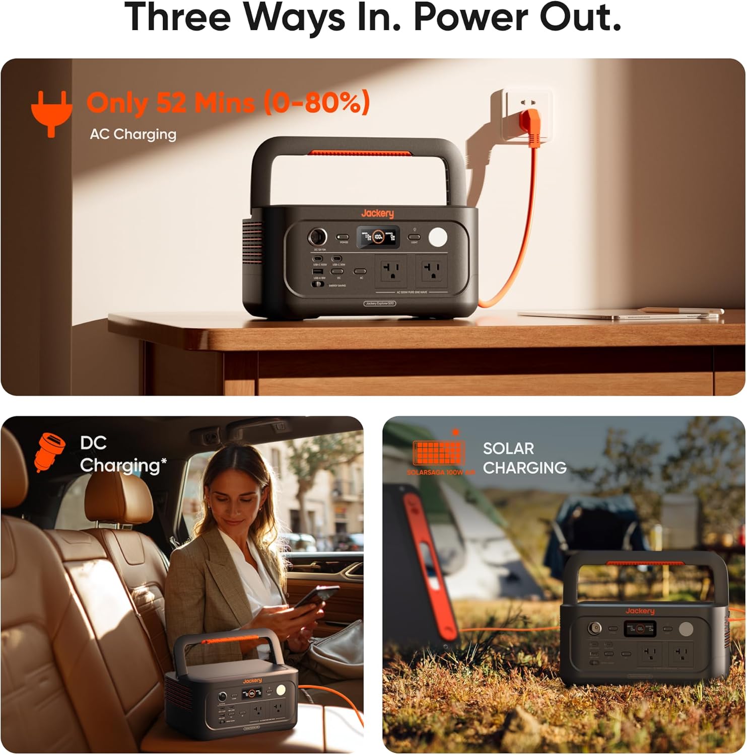 Jackery Explorer 500 v2 Black 512Wh Lightweight Portable Power Station