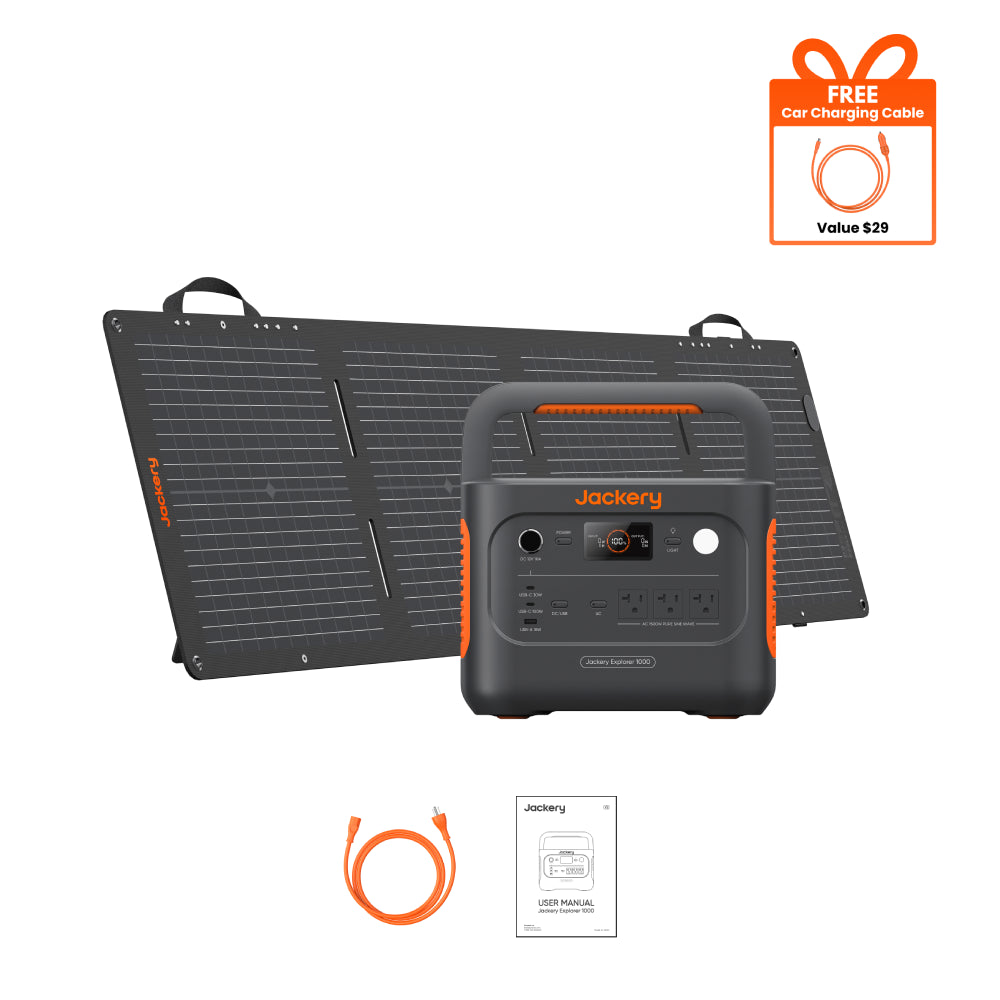 Jackery Explorer 1000 V2 Solar Generator with 100Wmini Solar Panel