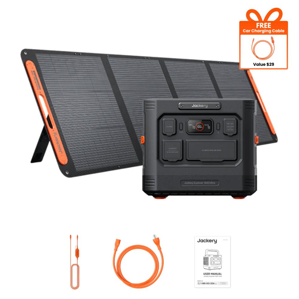 Jackery Explorer 1500 Ultra 1536Wh Solar Generator with 200W Solar Panel