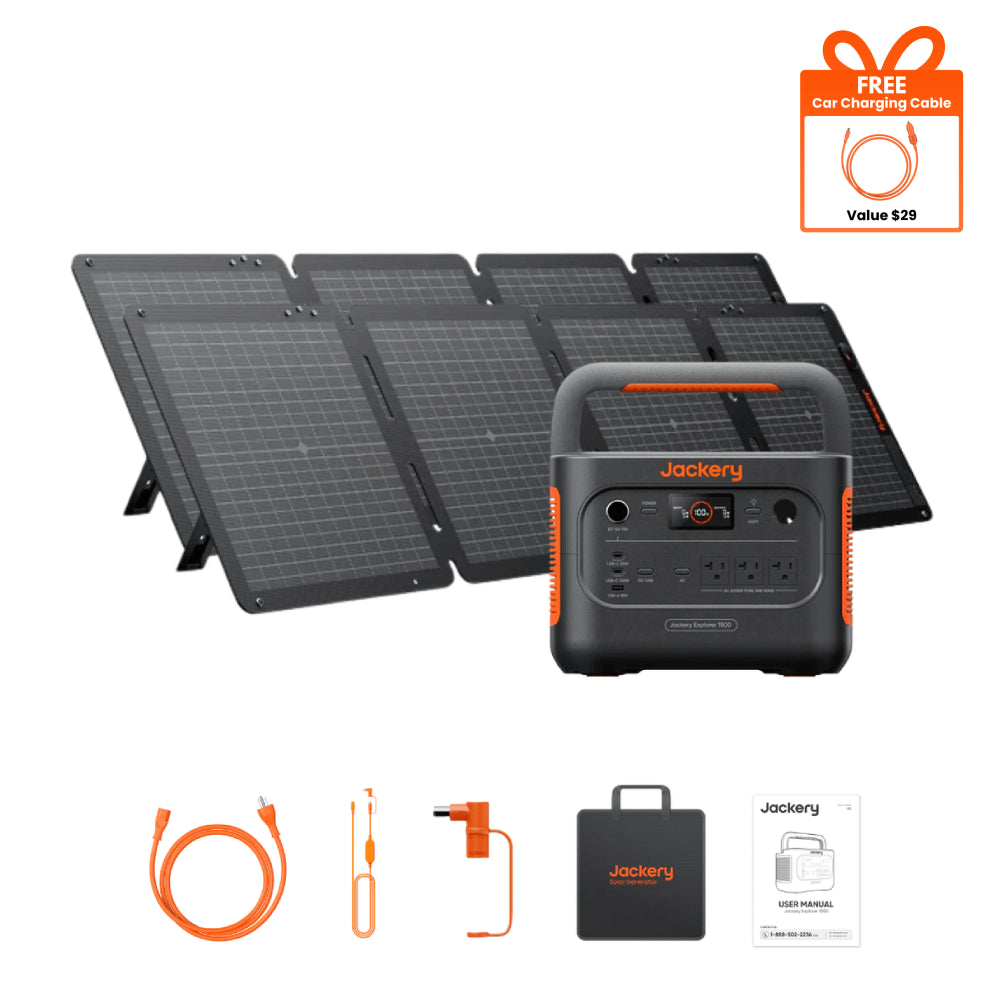 Jackery Explorer 1500 V2 Solar Generator With SolarSaga 100W Air Solar Panel x 2