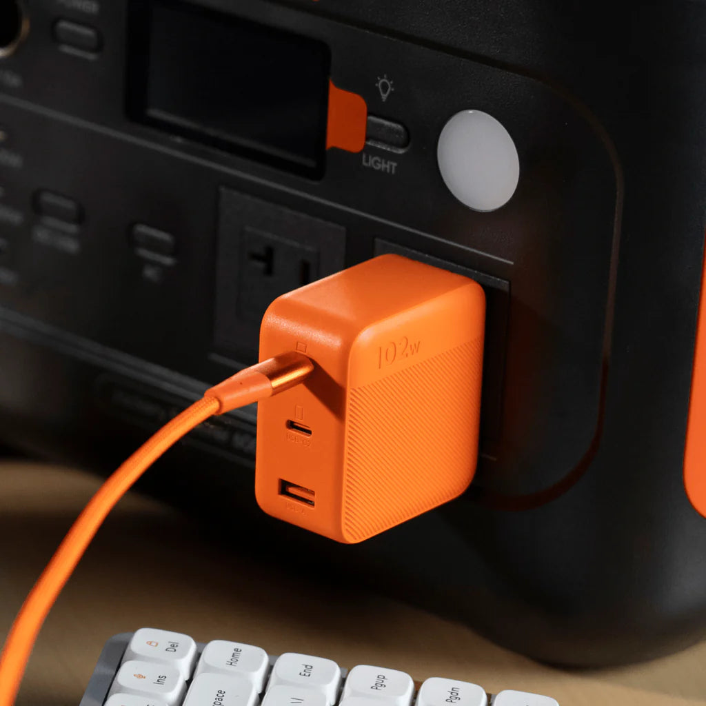 Jackery Orange 102W GaN Dual USB-C Ports Portable Compact Fast Charger