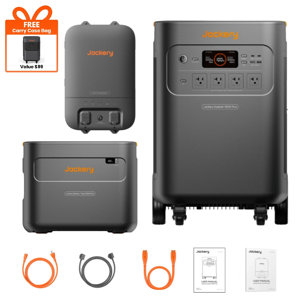 Jackery Explorer 5000 Plus 10kWh Whole-Home Backup Kit with Smart Transfer Switch + Battery Pack