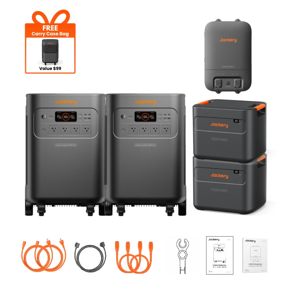 Jackery Explorer 5000 Plus 20kWh Whole-Home Backup Kit with Smart Transfer Switch + 2x Battery Pack