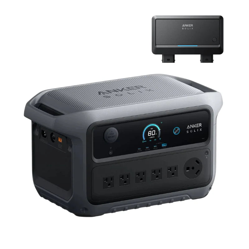 Anker SOLIX C2000 Gen 2 Portable Power Station + 400W Solar Panel + Car Alternator Charger
